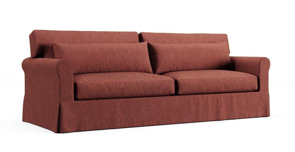 York Roll Arm Deep Seat Two Seat Cushions 97" Grand Sofa Slipcover - Care+ Tweed Sunset