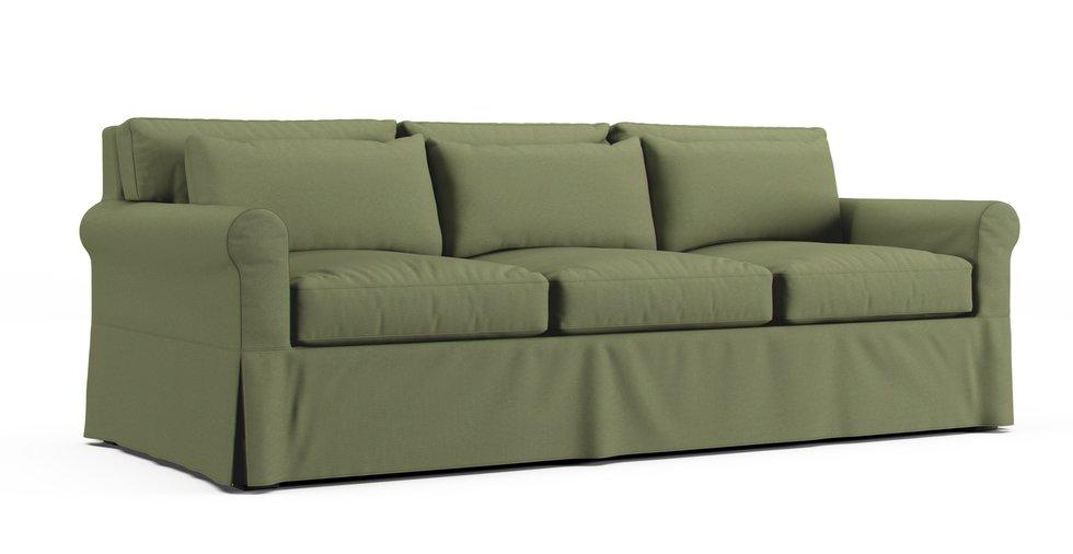York Roll Arm Deep Seat Three Seat Cushions 97" Grand Sofa Slipcover - Care+ Canvas Sage