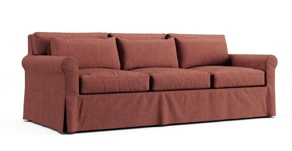 York Roll Arm Deep Seat Three Seat Cushions 97" Grand Sofa Slipcover - Care+ Tweed Sunset