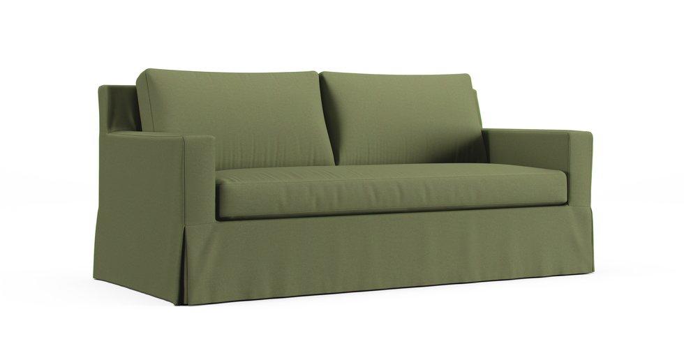 York Square Arm Bench Seat Sofa 80.5" Slipcover - Care+ Canvas Sage
