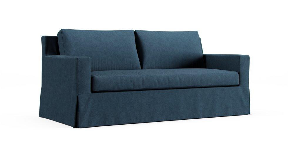 York Square Arm Bench Seat Sofa 80.5" Slipcover - Care+ Tweed Teal