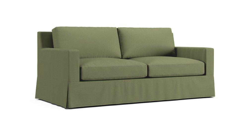 York Square Arm Sofa 80.5" Slipcover - Care+ Canvas Sage