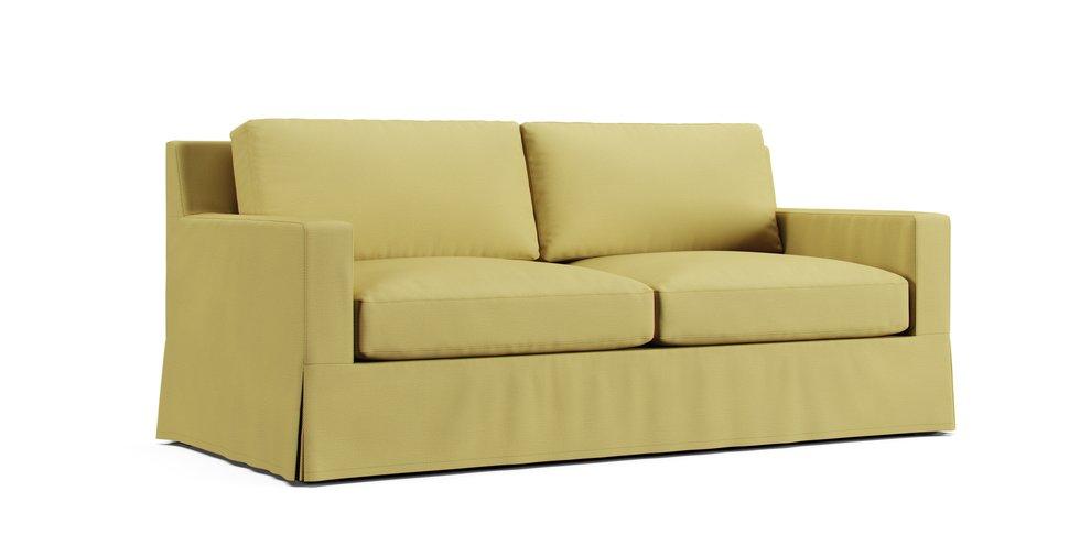 York Square Arm Sofa 80.5" Slipcover - Care+ Tweed Amber
