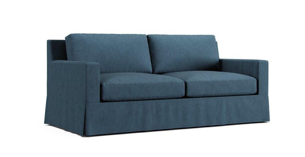 York Square Arm Sofa 80.5" Slipcover - Care+ Tweed Teal