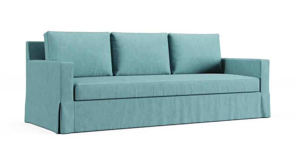 Bezug York Square Arm 95" großes Sofa - Care+ Tweed Mineral Blue