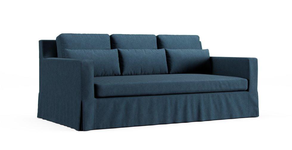 Bezug York Square Arm Deep Seat 81" Sofa - Care+ Tweed Teal