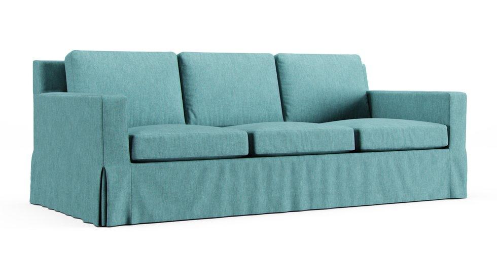 Bezug York Square Arm Deep Seat 95" großes Sofa - Care+ Tweed Mineral Blue