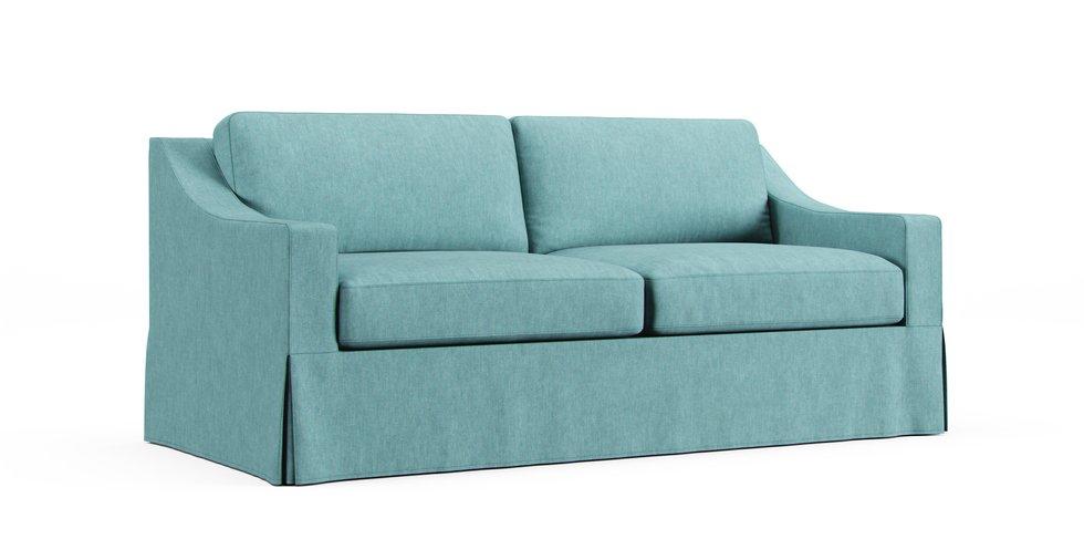 York Slope Arm Sofa 80.5" Slipcover - Care+ Tweed Mineral Blue