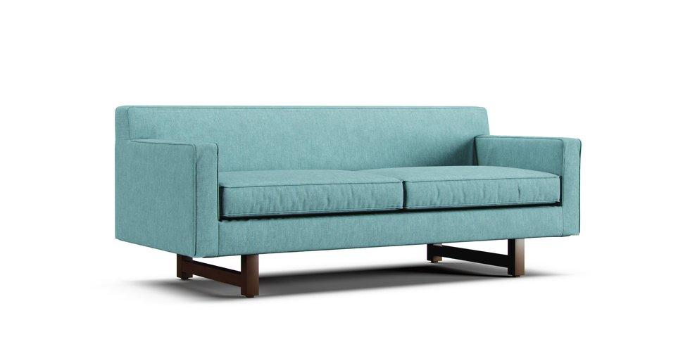 Andre 76" Sofa Slipcover - Care+ Tweed Mineral Blue