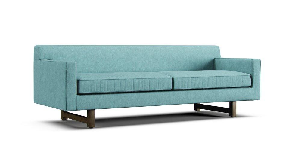 Andre 89" Sofa Slipcover - Care+ Tweed Mineral Blue