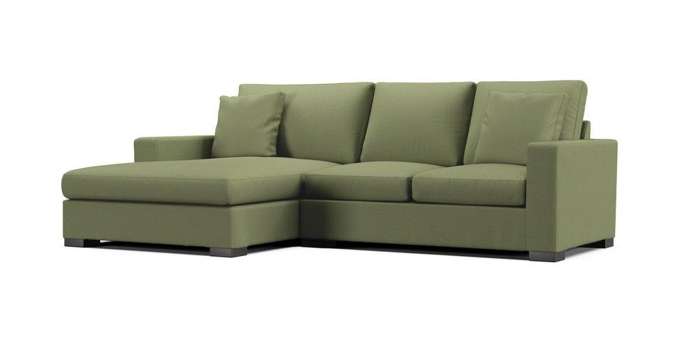 Metro 104" Chaise Sectional Slipcover - Care+ Canvas Sage