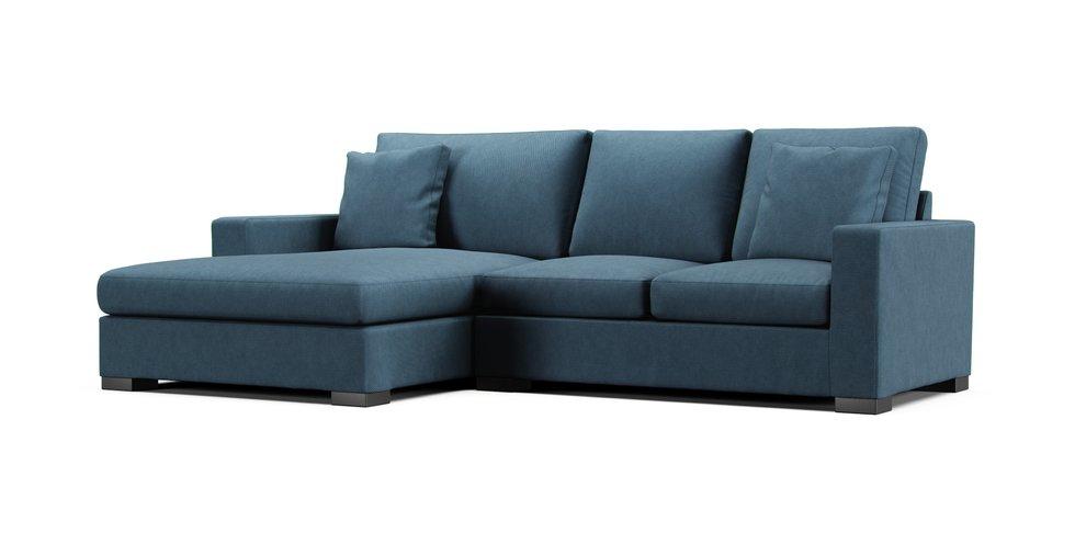 Metro 104" Chaise Sectional Slipcover - Care+ Tweed Teal