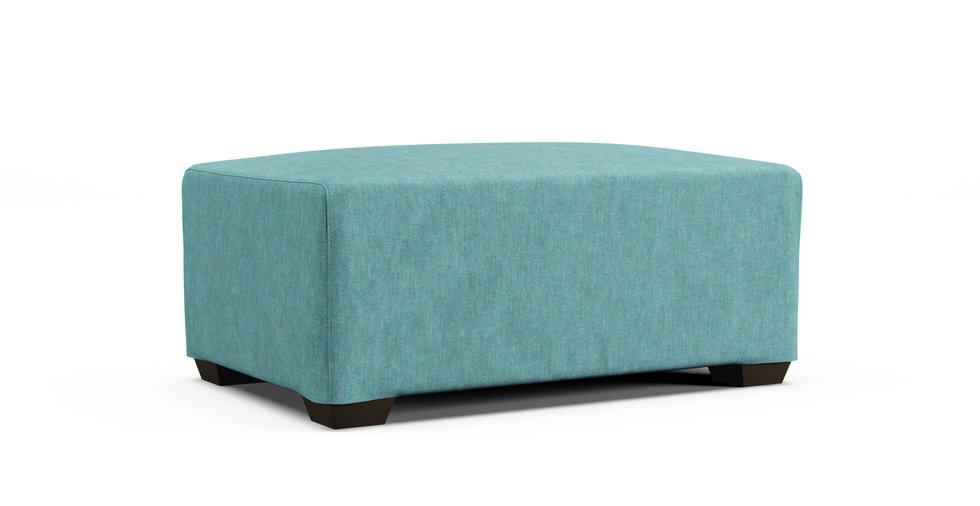Aberdeen Transitional Ottoman Slipcover - Care+ Tweed Mineral Blue