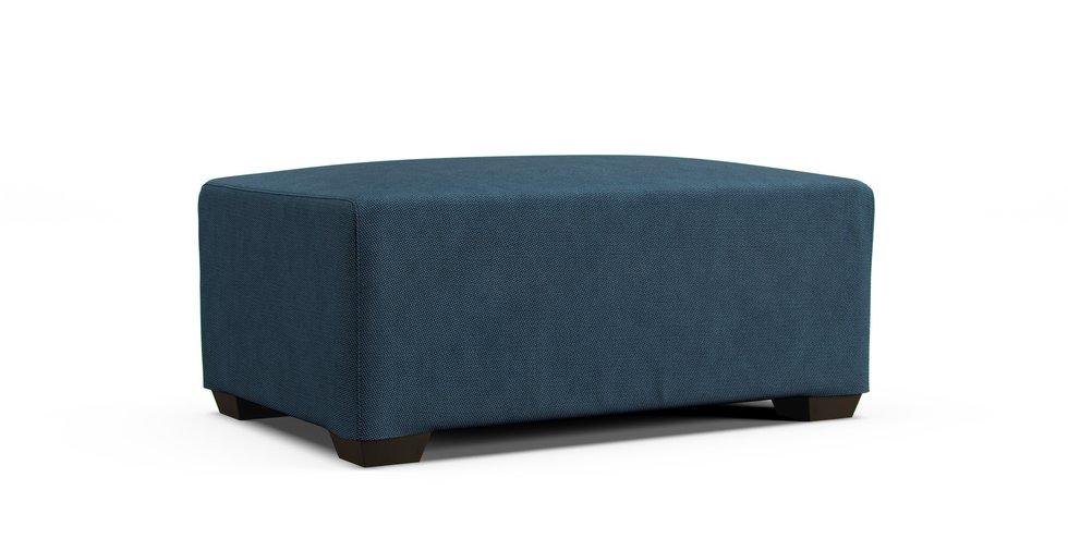 Aberdeen Transitional Ottoman Slipcover - Care+ Tweed Teal