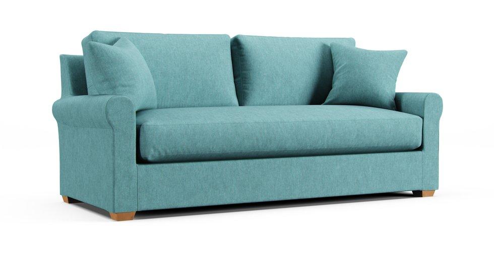 Aberdeen 88" Bench Cushion Sofa Slipcover - Care+ Tweed Mineral Blue
