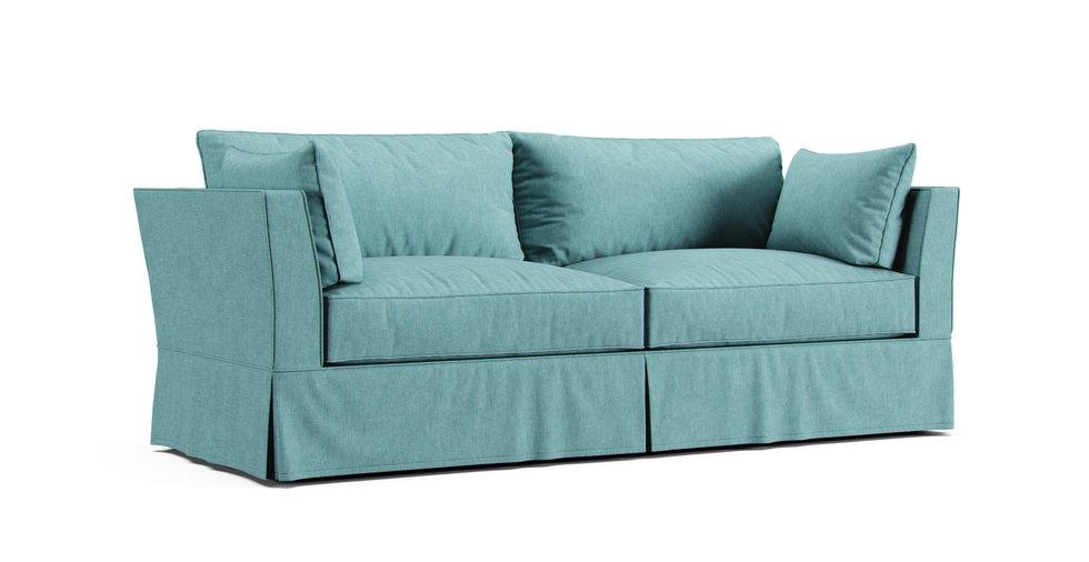 Darby Sofa Slipcover - Care+ Tweed Mineral Blue