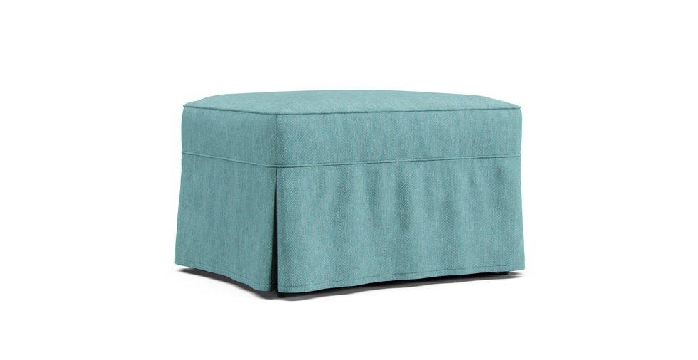 Nantucket Ottoman Slipcover - Care+ Tweed Mineral Blue