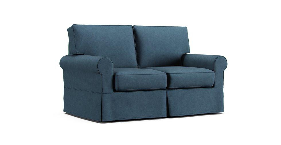 Rowe Nantucket Loveseat Slipcover - Care+ Tweed Teal