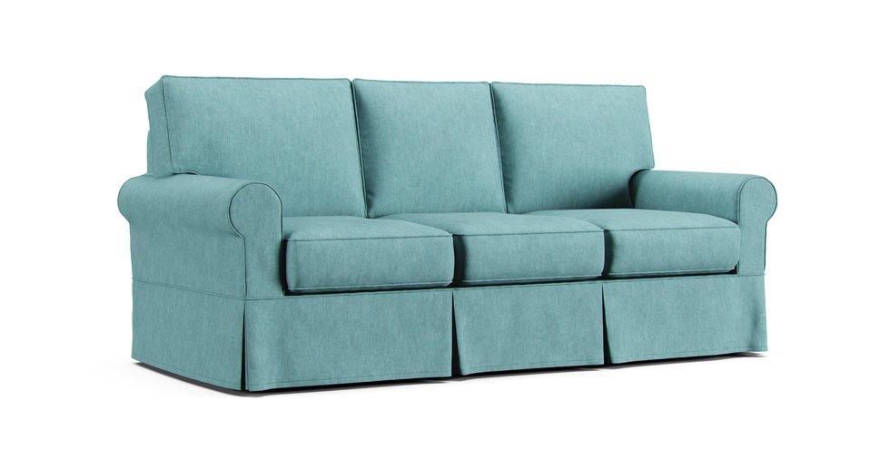 Rowe Nantucket Sofa Slipcover - Care+ Tweed Mineral Blue