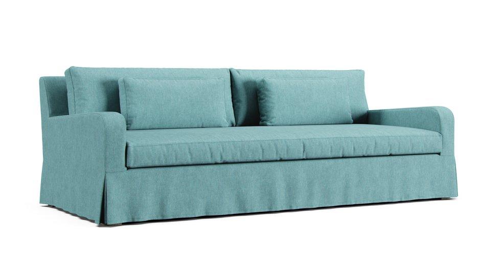 Covers for RH Belgian Slope Arm 8ft Sofa - Care+ Tweed Mineral Blue