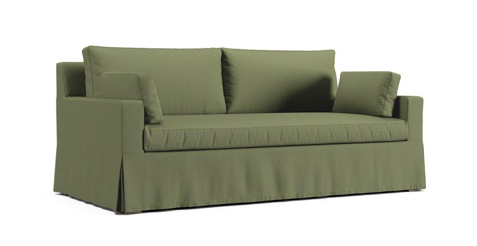 Belgian Track Arm Bench Seat 7ft Sofa Slipcover - Care+ Canvas Sage