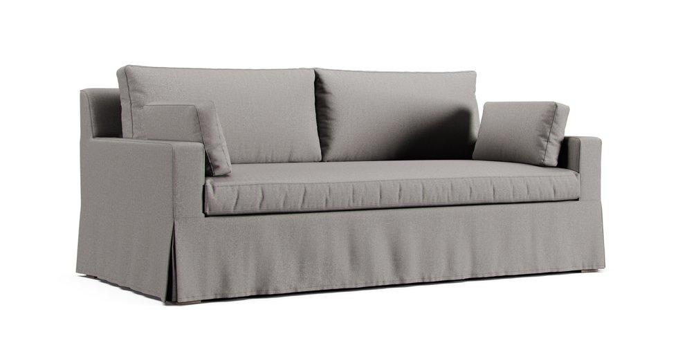 Belgian Track Arm Bench Seat 7ft Sofa Slipcover - Care+ Canvas Ash