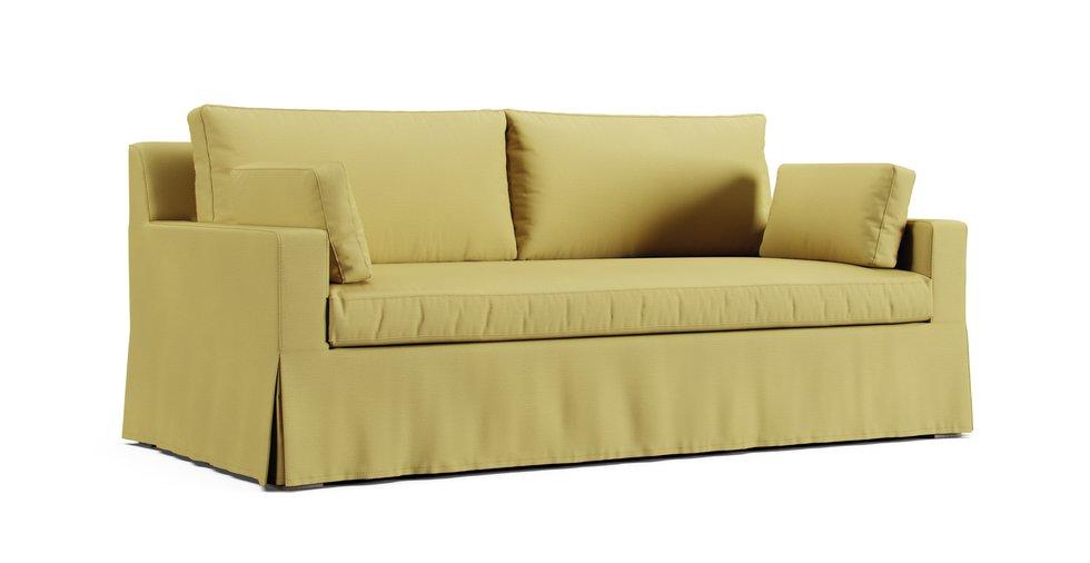 Belgian Track Arm Bench Seat 7ft Sofa Slipcover - Care+ Tweed Amber