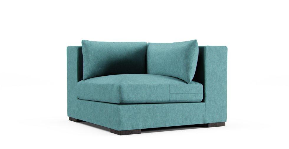 Covers for RH Capri Luxe Corner Chair - Care+ Tweed Mineral Blue