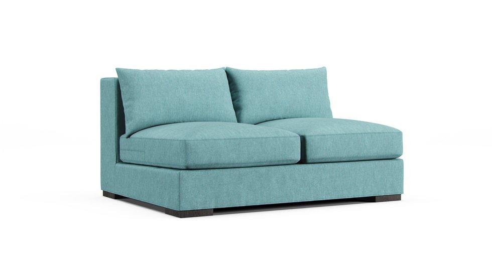 Covers for RH Capri Luxe Armless Sofa - Care+ Tweed Mineral Blue