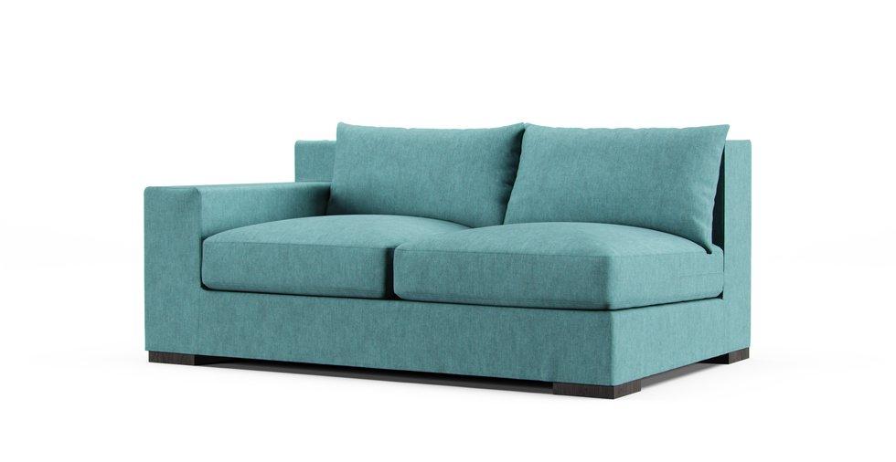 Covers for RH Capri Luxe Left/Right Arm Sofa - Care+ Tweed Mineral Blue