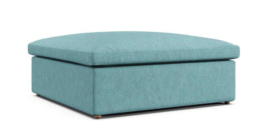 Cloud Modular Sectional Ottoman Slipcover - Care+ Tweed Mineral Blue