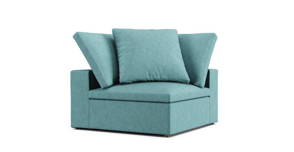 Cloud Modular Corner Chair Slipcover - Care+ Tweed Mineral Blue