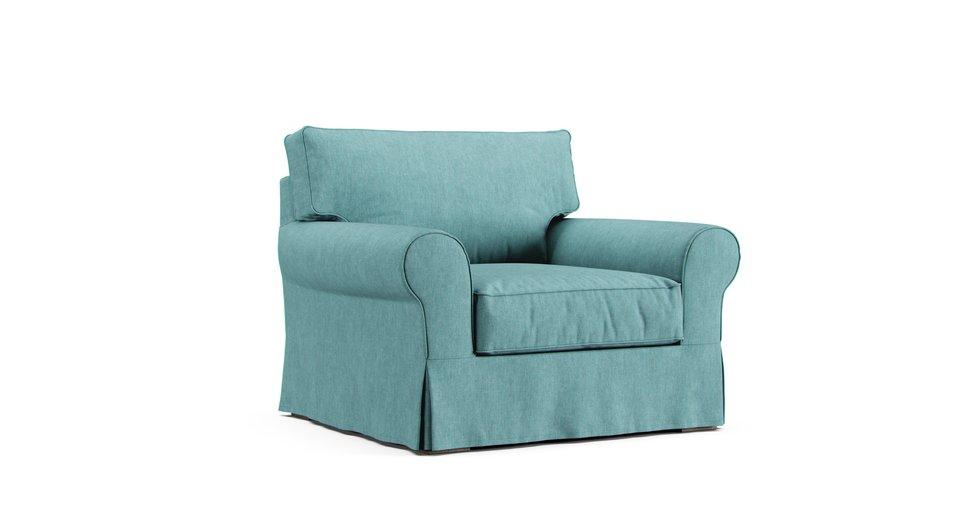 Covers for RH Grand-Scale Roll Arm Chair - Care+ Tweed Mineral Blue