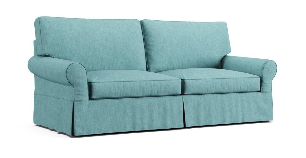 Covers for RH Grand-Scale Roll Arm 96" Sofa - Care+ Tweed Mineral Blue