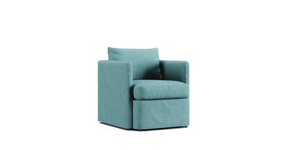 Auburn Chair Slipcover - Care+ Tweed Mineral Blue