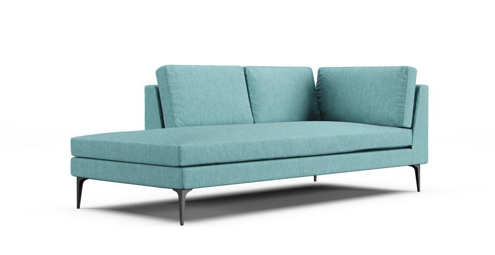 Andes Left/Right Arm Terminal Chaise Slipcover - Care+ Tweed Mineral Blue