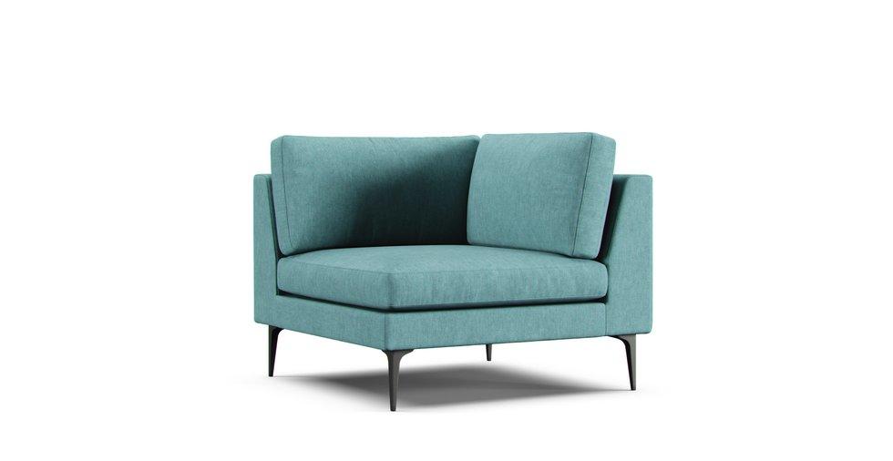 Andes Corner Seat Sofa Slipcover - Care+ Tweed Mineral Blue