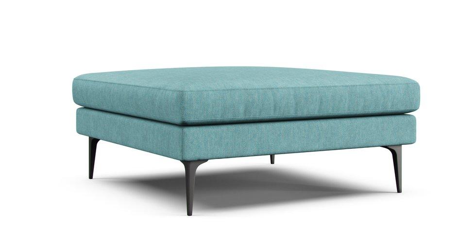 Andes Ottoman Slipcover - Care+ Tweed Mineral Blue