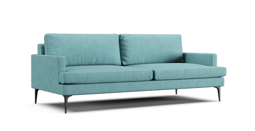 Andes 86" Sofa Slipcover - Care+ Tweed Mineral Blue