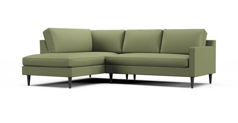 Drake 100" 2-Piece Bumper Chaise Sectional Slipcover - Care+ Canvas Sage