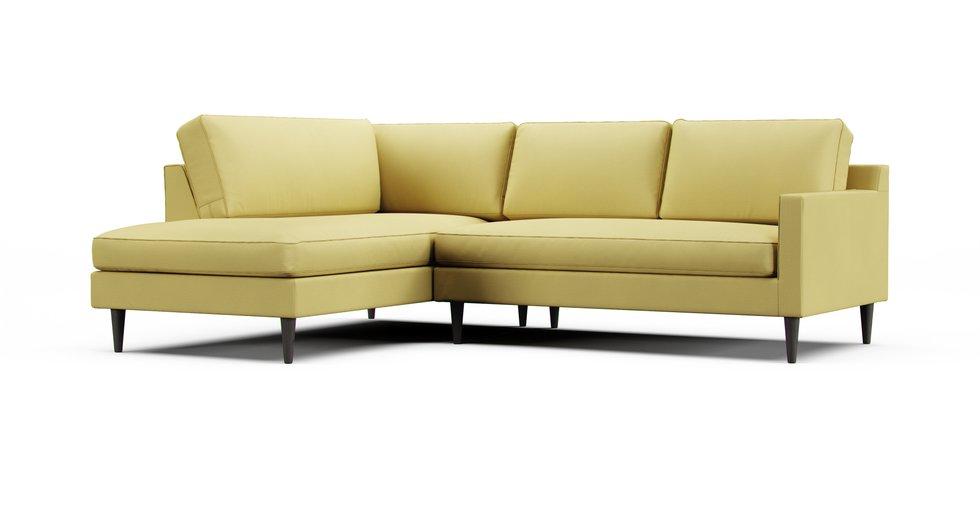 Drake 100" 2-Piece Bumper Chaise Sectional Slipcover - Care+ Tweed Amber