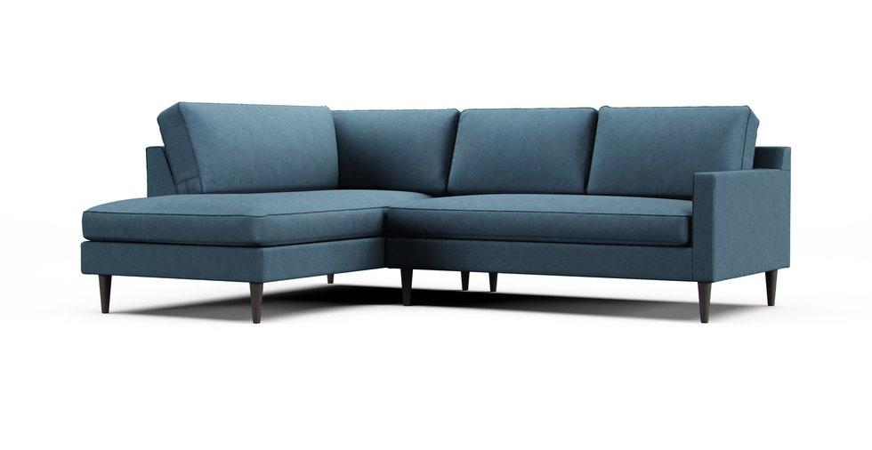 Drake 100" 2-Piece Bumper Chaise Sectional Slipcover - Care+ Tweed Teal