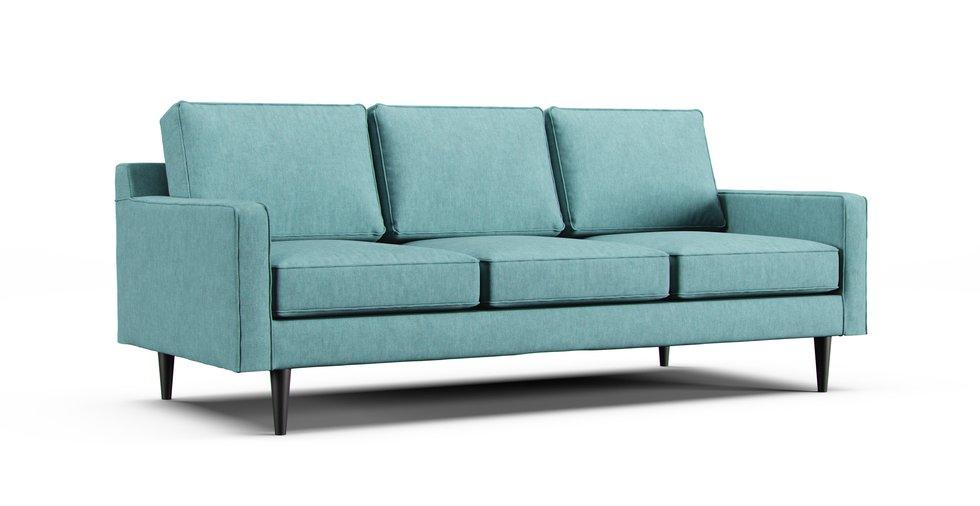 Drake 86" Sofa Slipcover - Care+ Tweed Mineral Blue