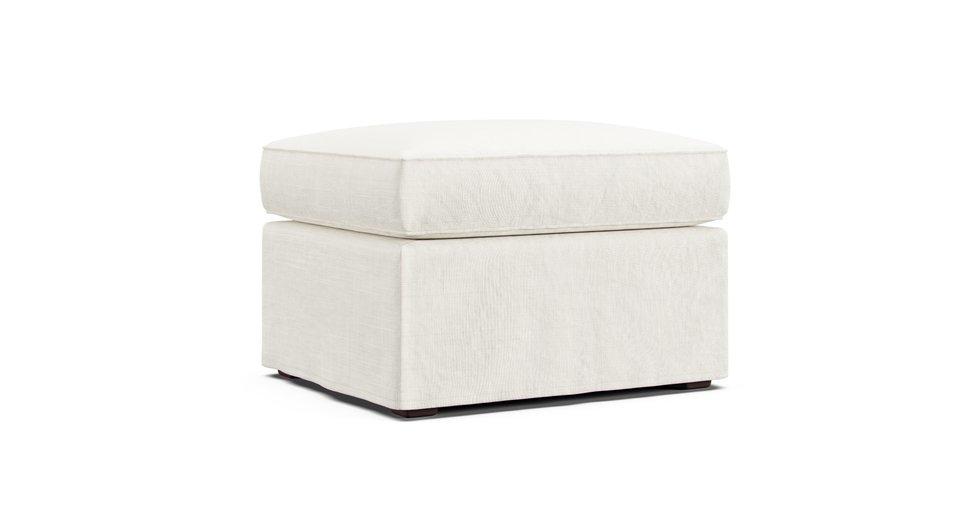 Henry Ottoman Slipcover - Care+ Tweed Mineral Blue