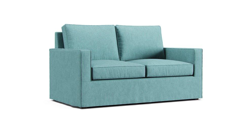 Henry 66" Sofa Slipcover - Care+ Tweed Mineral Blue
