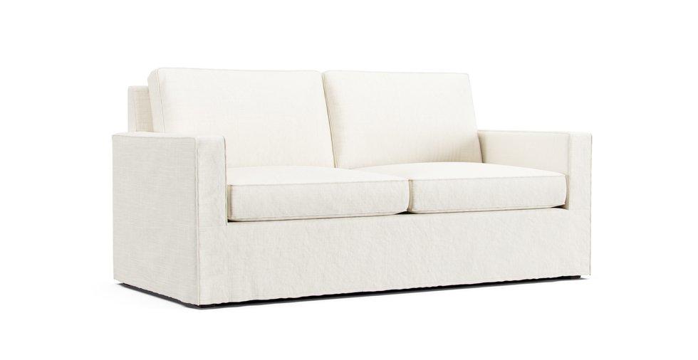 Henry 76" Sofa Slipcover - Care+ Tweed Mineral Blue