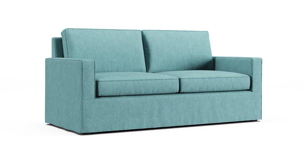 Henry Queen Sleeper Sofa Slipcover - Care+ Tweed Mineral Blue