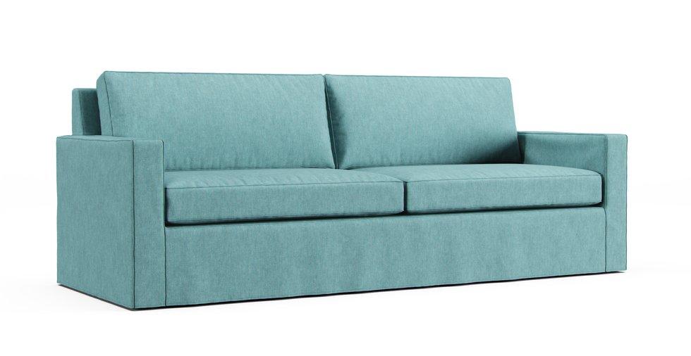 Henry 86" Sofa Slipcover - Care+ Tweed Mineral Blue