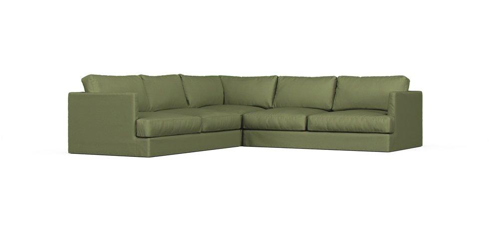 Haven 106" 3-Piece L-Shaped Multi Seat Sectional Slipcover - Care+ Canvas Sage