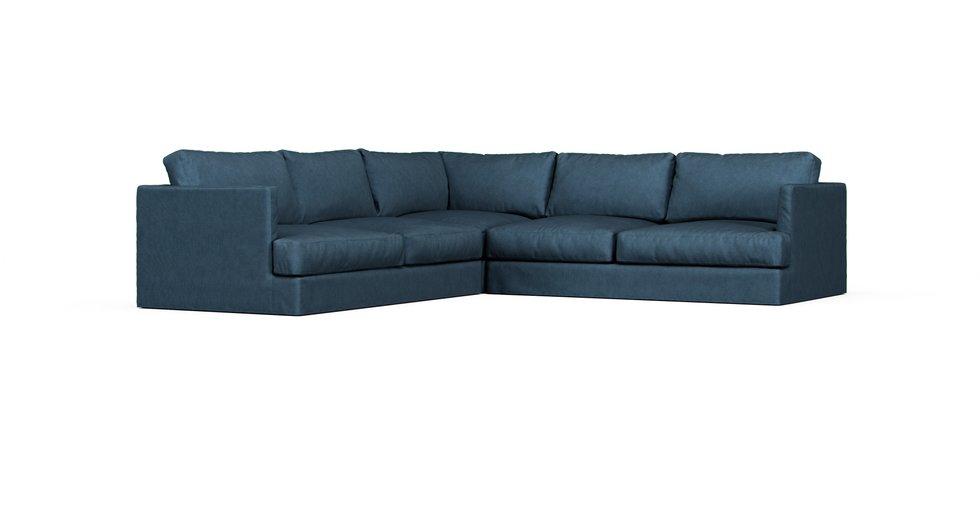 Haven 106" 3-Piece L-Shaped Multi Seat Sectional Slipcover - Care+ Tweed Teal
